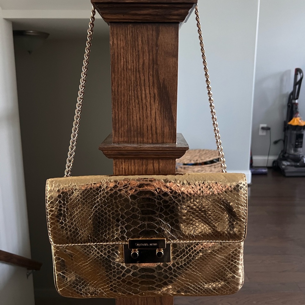 Michael Kors Metallic Gold Clutch/Shoulder Bag